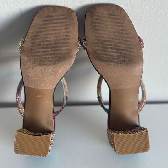 Betsey Johnson Rainbow Rhinestones Sparkly Heel Mules Size 6 - Picture 7 of 11
